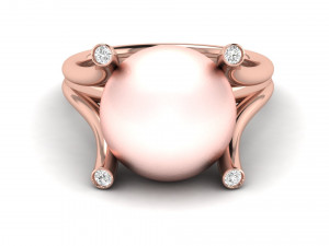 pearl diamond engagement ring 3D Baskı Modeli