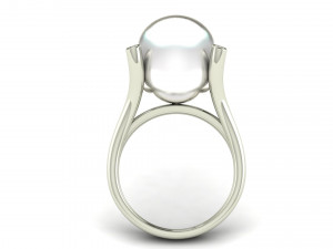 pearl diamond engagement ring 3D Baskı Modeli