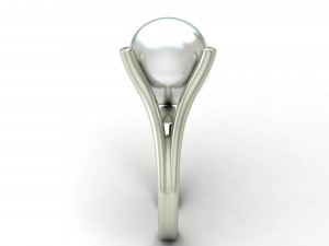 pearl diamond engagement ring 3D Baskı Modeli