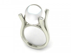 pearl diamond engagement ring 3D Baskı Modeli