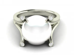pearl diamond engagement ring 3D Print Model