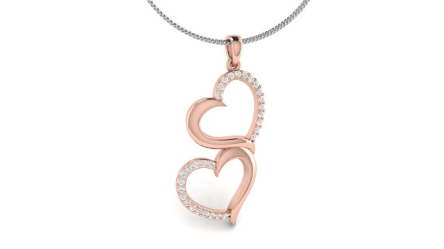 cute double heart diamond pendant 3D-Druckmodell .c4d .max .obj .3ds .fbx .stl .blend 