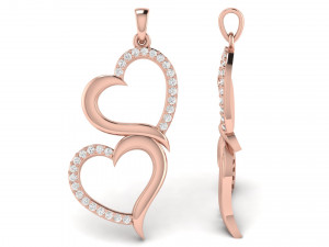 cute double heart diamond pendant 3D-Druckmodell
