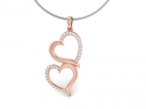 cute double heart diamond pendant 3D-Druckmodell