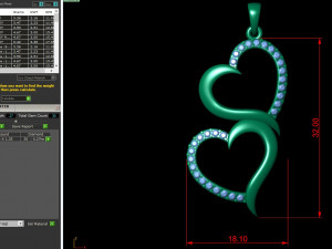 cute double heart diamond pendant 3D-Druckmodell