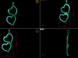 cute double heart diamond pendant 3D-Druckmodell