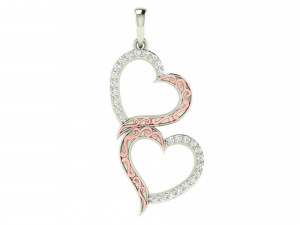 cute filigree double heart diamond pendant 3D 프린트 모델