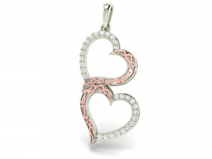 cute filigree double heart diamond pendant 3D 프린트 모델