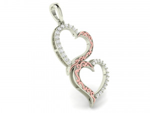 cute filigree double heart diamond pendant 3D 프린트 모델