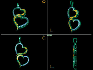 cute filigree double heart diamond pendant 3D 프린트 모델