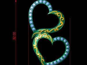 cute filigree double heart diamond pendant 3D 프린트 모델