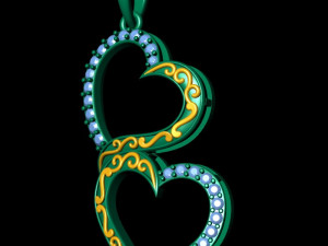 cute filigree double heart diamond pendant 3D 프린트 모델
