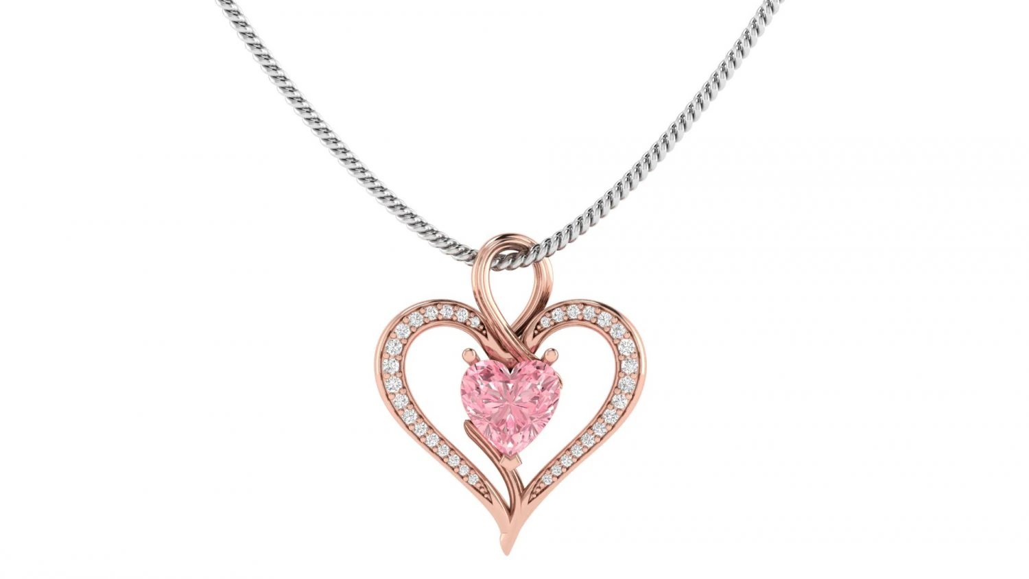 heart solitaire diamond pendant 3D Print Model .c4d .max .obj .3ds .fbx .stl .blend
