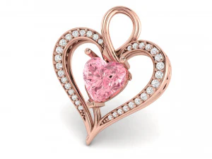 heart solitaire diamond pendant 3D Print Model