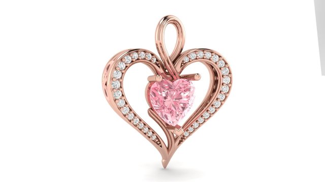 heart solitaire diamond pendant Mod les 3D en vedette in