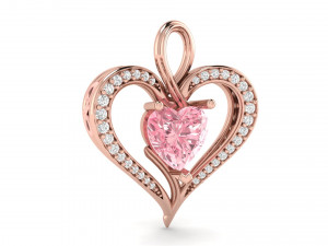 heart solitaire diamond pendant 3D 打印模型