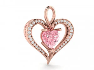 heart solitaire diamond pendant 3D Print Model