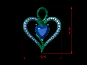 heart solitaire diamond pendant 3D 打印模型