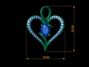diamond heart pendant 011 3D Print Model