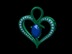 diamond heart pendant 011 3D Print Model