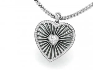 Heart stripe diamond pendant 3D Print Model