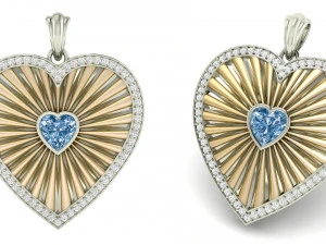 Heart stripe diamond pendant 3D Print Model