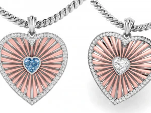 Heart stripe diamond pendant 3D Print Model