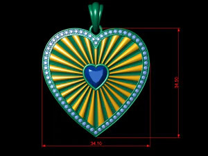 Heart stripe diamond pendant 3D Print Model
