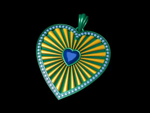 Heart stripe diamond pendant 3D Print Model