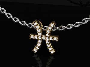 pisces zodiac diamond necklase Modello di stampa 3D