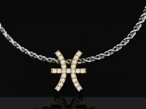 pisces zodiac diamond necklase Modello di stampa 3D