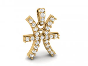 魚座の星座シンボルペンダント 3Dプリントモデル