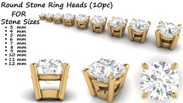 ring heads type 1 - 10pc 3D प्रिंट मॉडल .c4d .max .obj .3ds .fbx .stl .blend 