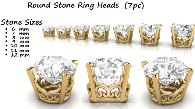 ring heads type 3 - 7pc 3D 打印模型 .c4d .max .obj .3ds .fbx .stl .blend 