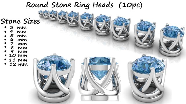 ring heads type 4 - 10pc Model do druku 3D .c4d .max .obj .3ds .fbx .stl .blend 