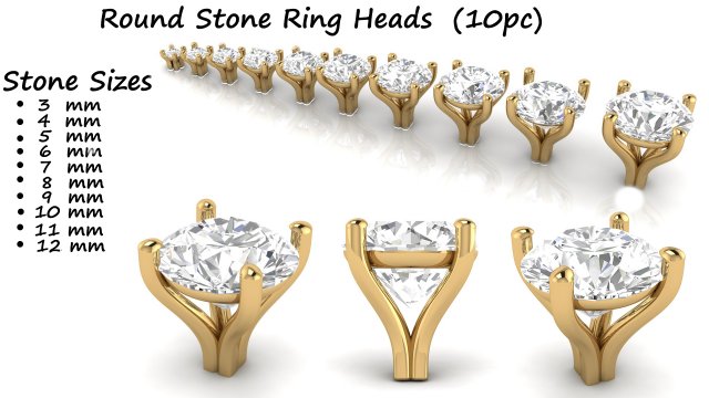 ring heads type 5 - 10pc 3D Принт Модель .c4d .max .obj .3ds .fbx .stl .blend 