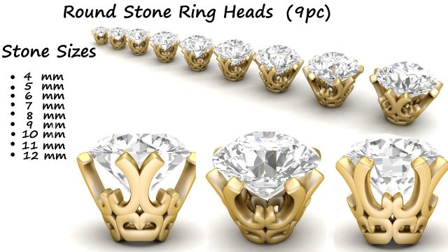 ring heads type 7 - 9pc 3Dプリントモデル .c4d .max .obj .3ds .fbx .stl .blend 