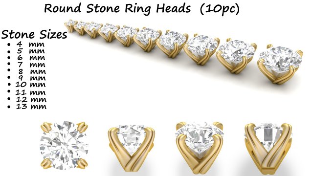 ring heads type 11 - 10pc 3D Baskı Modeli .c4d .max .obj .3ds .fbx .stl .blend 