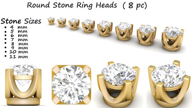 ring heads type 12 - 8pc 3D 打印模型 .c4d .max .obj .3ds .fbx .stl .blend