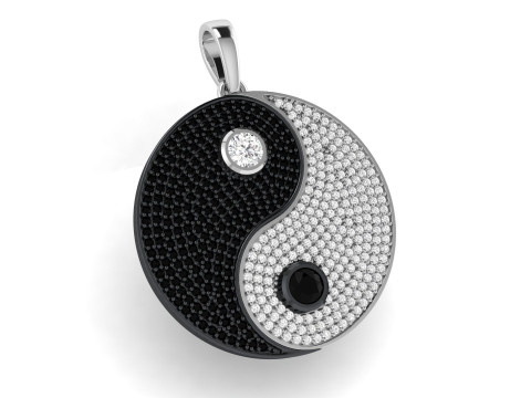 Ying Yang Diamond Hiphop Pendant Model do druku 3D