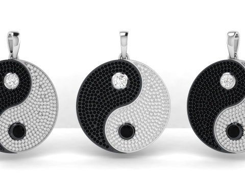 Ying Yang Diamond Hiphop Pendant 3D 打印模型