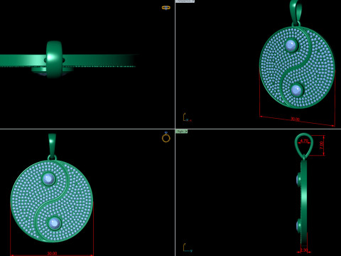 Ying Yang Diamond Hiphop Pendant 3D 打印模型