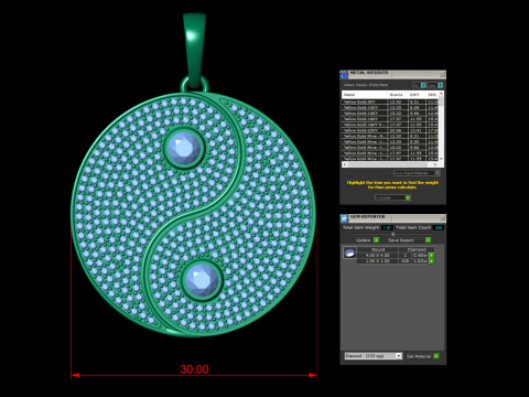 Ying Yang Diamond Hiphop Pendant 3D 打印模型