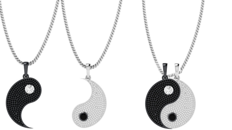 Diamond Ying and Yang Separate Hip-hop Pendants 3D प्रिंट मॉडल .c4d .max .obj .3ds .fbx .stl .blend