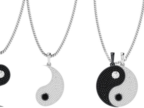 Diamond Ying and Yang Separate Hip-hop Pendants 3D 프린트 모델