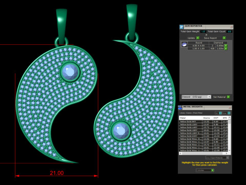 Diamond Ying and Yang Separate Hip-hop Pendants 3D प्रिंट मॉडल