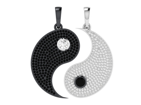 Diamond Ying and Yang Separate Hip-hop Pendants 3D प्रिंट मॉडल