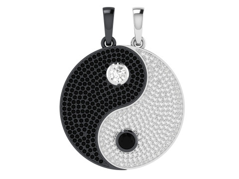 Diamond Ying and Yang Separate Hip-hop Pendants 3D प्रिंट मॉडल