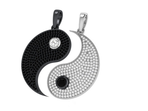 Diamond Ying and Yang Separate Hip-hop Pendants 3D प्रिंट मॉडल
