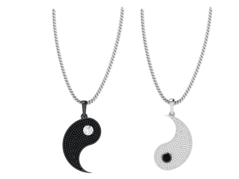 Diamond Ying and Yang Separate Hip-hop Pendants 3D प्रिंट मॉडल